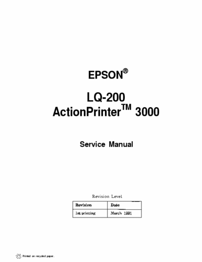 Epson LQ-200 Epson LQ-200 Service Manual
ActionPrinter 3000
